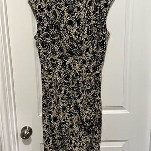 Glamour Black and White Sheath Midi Dress V-Neck Sleeveless